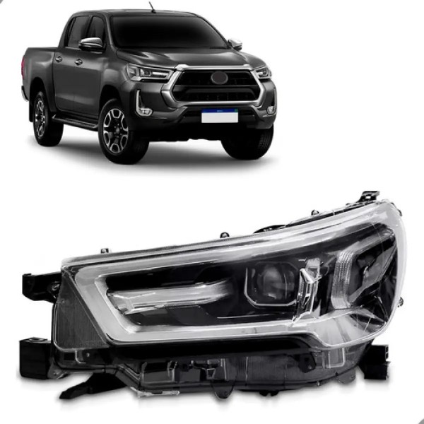 Farol Hilux Srv 2021 2022 2023 Com Led Cromado