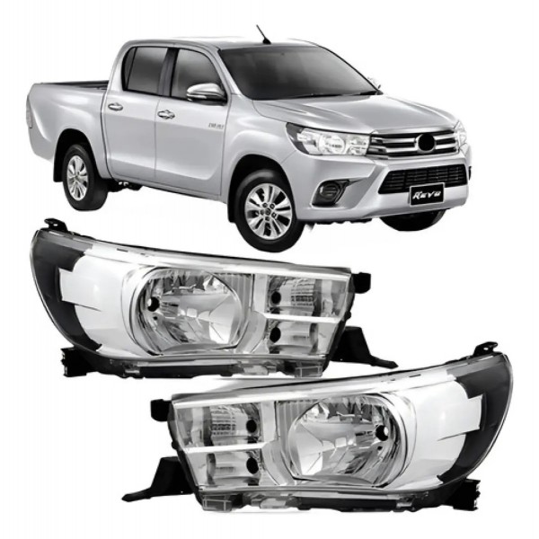 Par Farol Hilux 2016 A 2020 Eletrico Sem Led Mascara Cromada