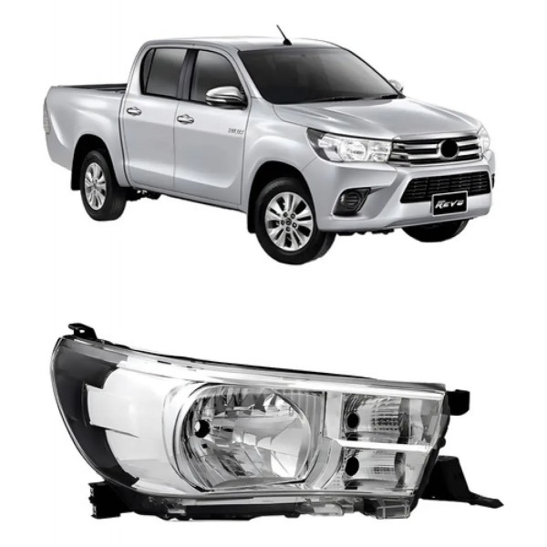 Farol Hilux 2016 A 2020 Eletrico Sem Led Mascara Cromada