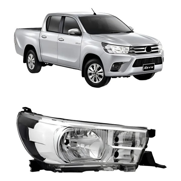 Farol Hilux 2016 A 2020 Eletrico Sem Led Mascara Cromada