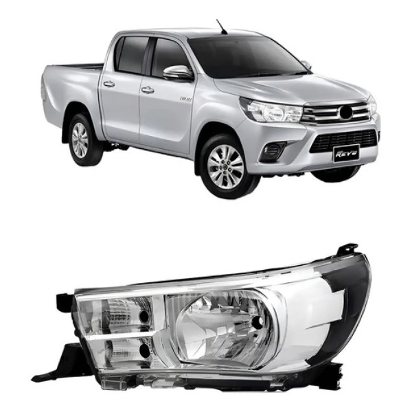 Farol Hilux 2016 A 2020 Eletrico Sem Led Mascara Cromada
