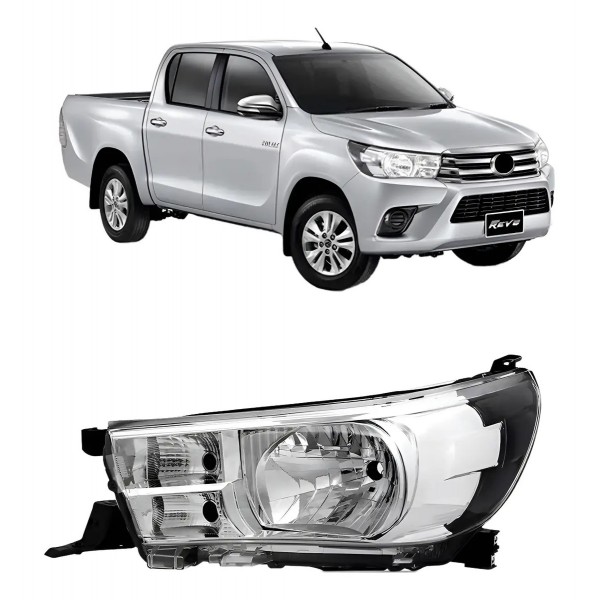 Farol Hilux 2016 A 2020 Eletrico Sem Led Mascara Cromada