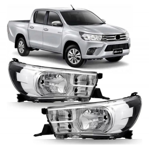 Par Farol Manual Elétrico Hilux 16 A 20 S/ Led Cromado/pret