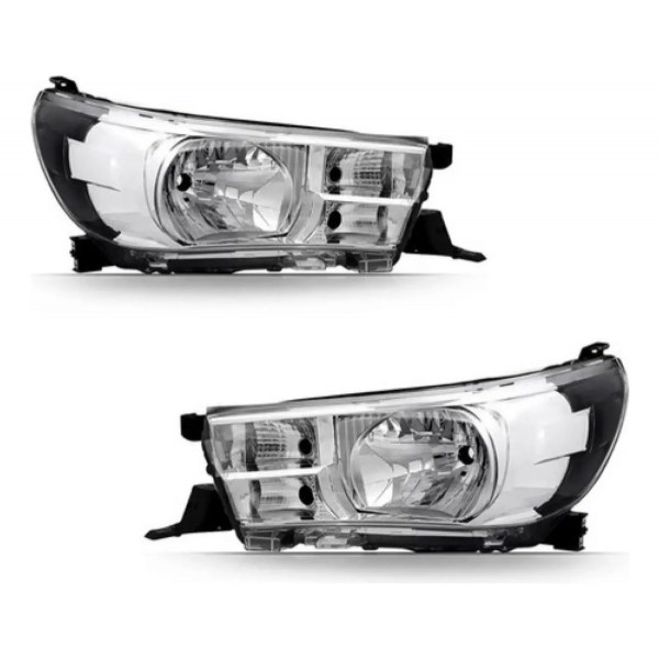 Par Farol Manual Elétrico Hilux 16 A 20 S/ Led Cromado/pret