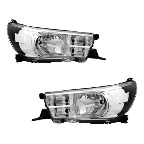 Par Farol Manual Elétrico Hilux 16 A 20 S/ Led Cromado/pret