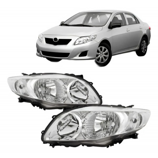 Par Farol Cromado Corolla 2009 A 2011