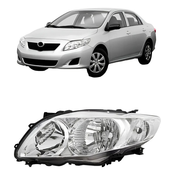 Farol Corolla 2008 2009 2010 2011 Foco Duplo Mascara Cromada