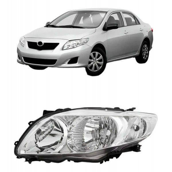 Farol Corolla 2008 2009 2010 2011 Foco Duplo Mascara Cromada