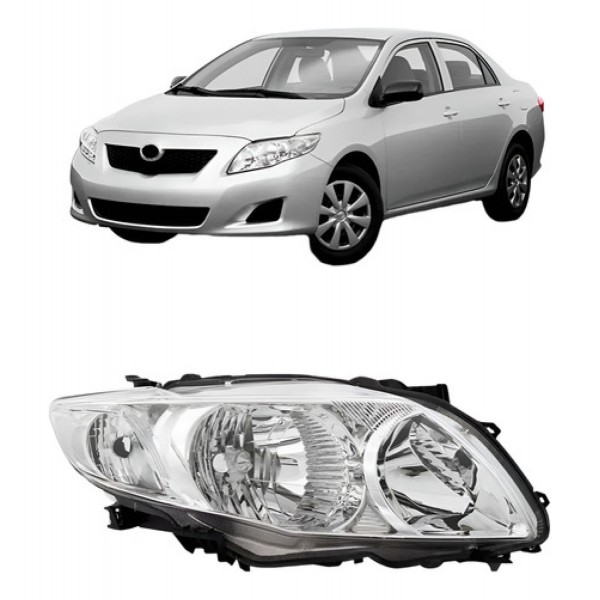 Farol Corolla 2008 2009 2010 2011 Foco Duplo Mascara Cromada