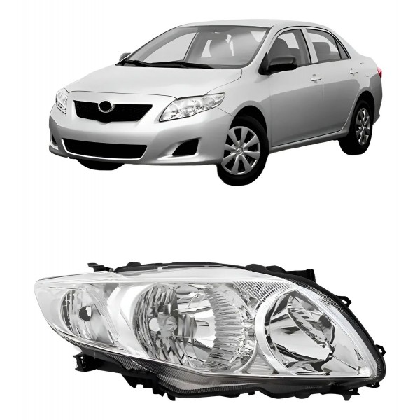 Farol Corolla 2008 2009 2010 2011 Foco Duplo Mascara Cromada