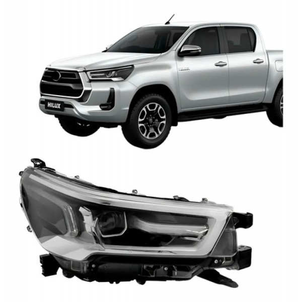 Farol Hilux Srv 2021 2022 C/ Led Aro Cinza