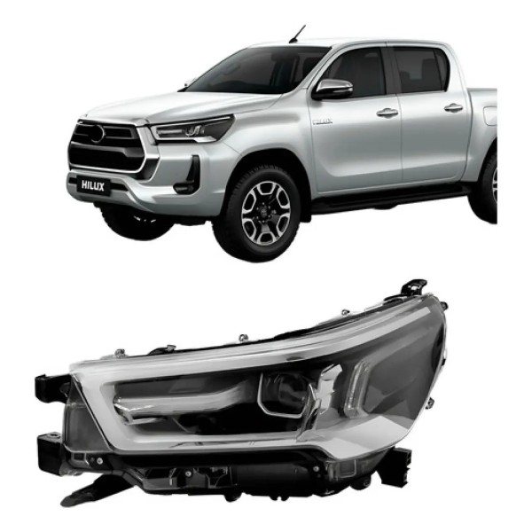 Farol Hilux Srv 2021 2022 C/ Led Aro Cinza