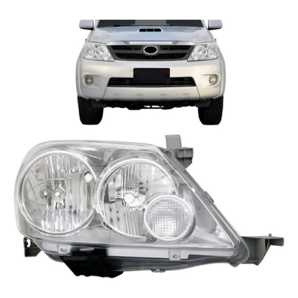 Farol Hilux Sw4 Foco Duplo 2004 2005 2006 2007 2008 Cromado