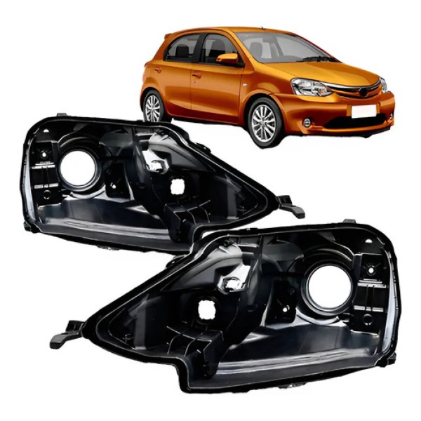 Par Carcaça Farol Preta Etios 12 13 14 15 16 17 18 19 20 21