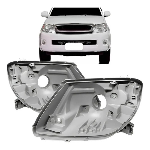 Par Carcaça Farol Hilux Srv 2005 06 07 08 09 10 2011 Cinza