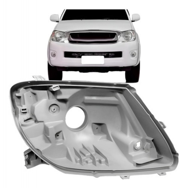 Carcaça Farol Hilux Srv 2005 06 07 08 09 10 2011 Cinza