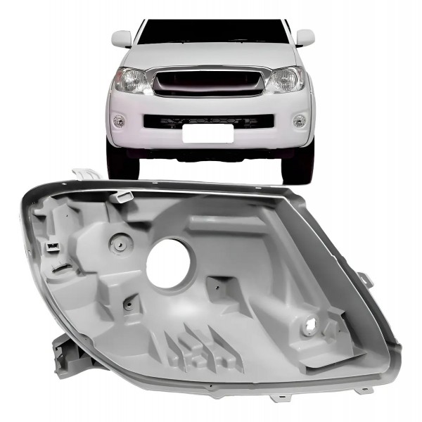 Carcaça Farol Hilux Srv 2005 06 07 08 09 10 2011 Cinza