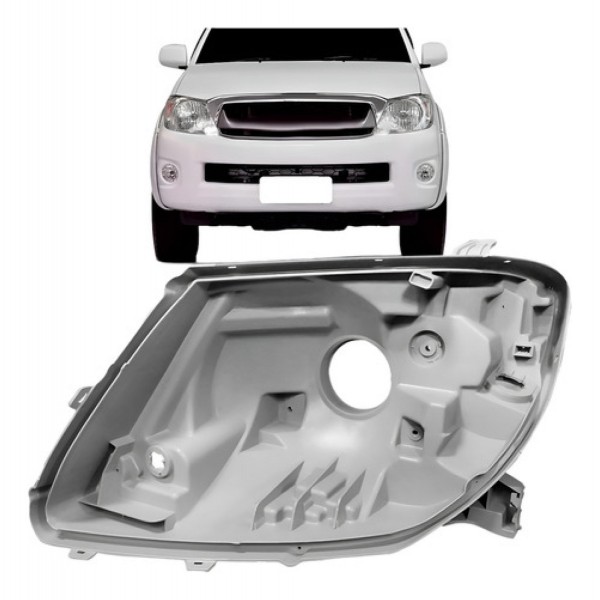 Carcaça Farol Hilux Srv 2005 06 07 08 09 10 2011 Cinza