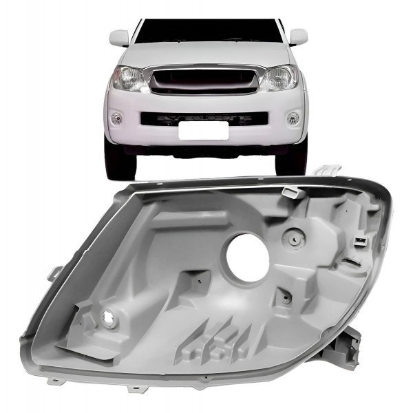 Carcaça Farol Hilux Srv 2005 06 07 08 09 10 2011 Cinza