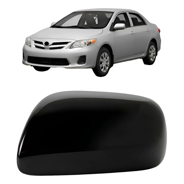 Capa Retrovisor Corolla 2008 A 2012 S/ Furo Preto Liso