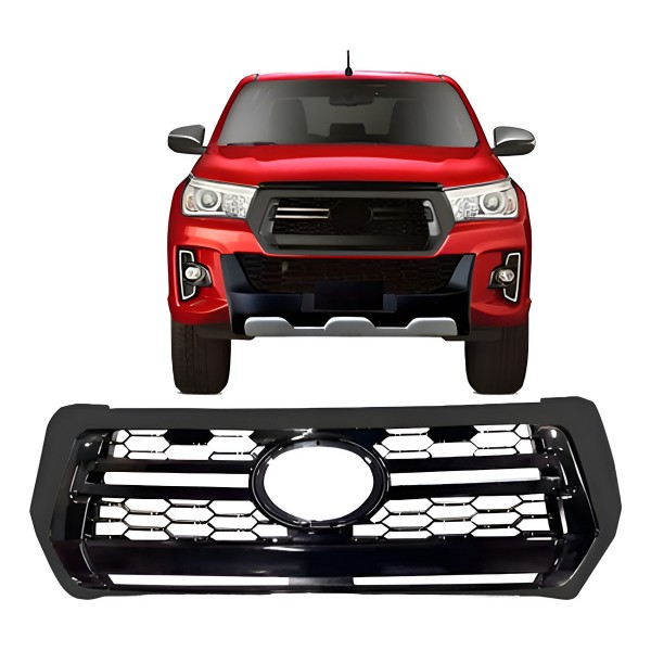 Grade Radiador Hilux Srv 2018 2019 2020  Friso Cinza Escuro Preto