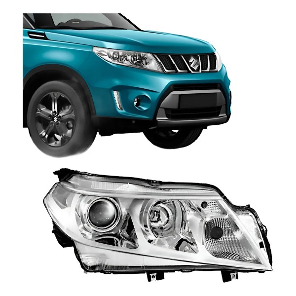 Farol Vitara 2016 A 2019 Elétrico Com Motor Cromado Direito Direito/passageiro
