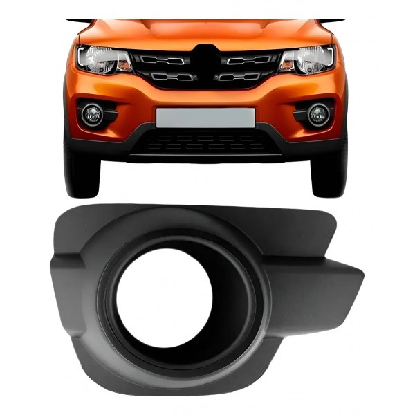 Moldura Milha Auxiliar Kwid Com Furo Aro Preto 2017 18 19