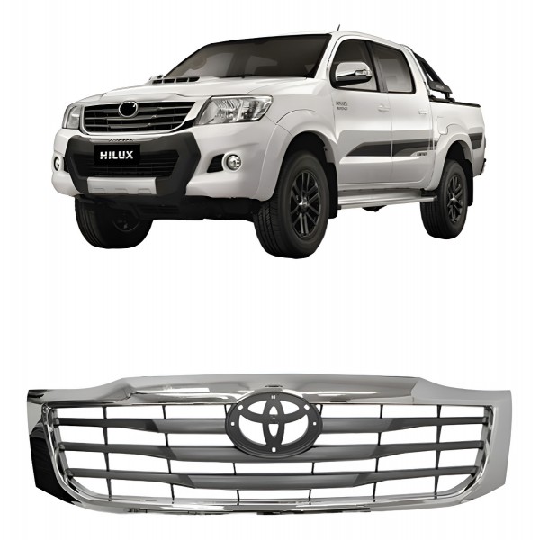 Grade Radiador Hilux Pick-up 2012 A 2015 Cromada / Cinza