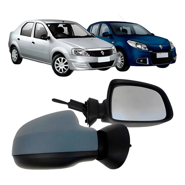 Par Retrovisor Logan Sandero 11/13 Com Controle Capa Primer Direito + Esquerdo