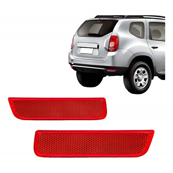Par Refletor Parachoque Traseiro Duster 2010 11 12 13 2014 Vermelho