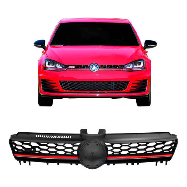 Grade Radiador Golf Gti 2014 2015 2016 Com Friso Vermelho Vermelho