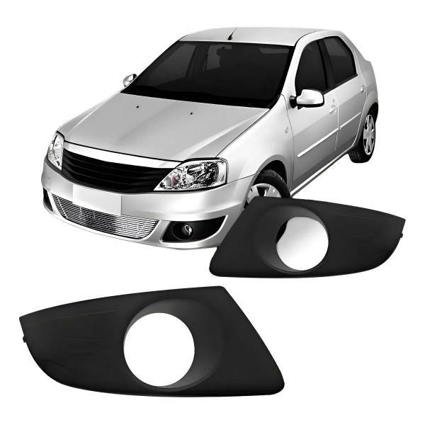 Par Moldura Milha Logan 2010 2011 2012 2013 Com Furo Preto Ambos Os Lados