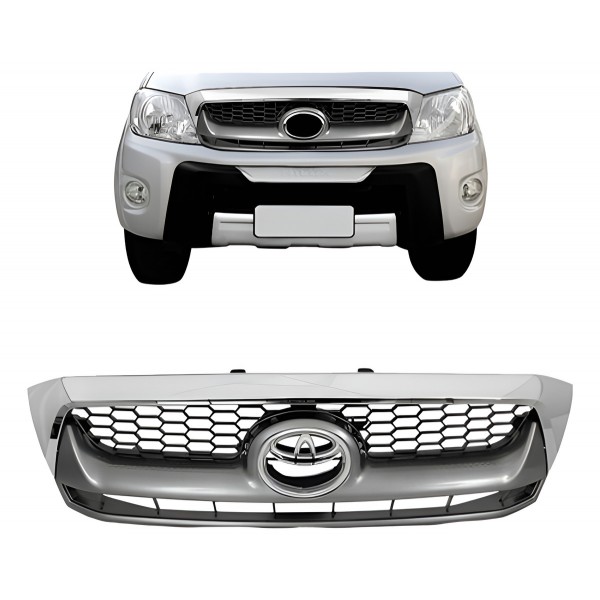 Grade Radiador Hilux Srv 2009 A 2011 Cinza Moldura Cromada