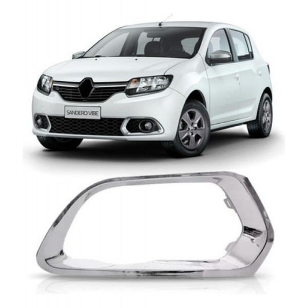 Moldura Farol Milha Renault Sandero 2015 2016 2017 2018 Crom