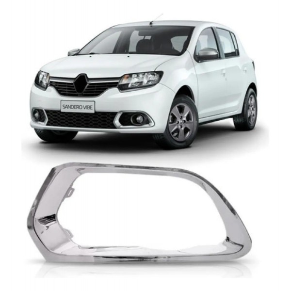Moldura Farol Milha Renault Sandero 2015 2016 2017 2018 Crom