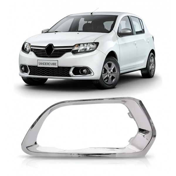 Moldura Farol Milha Renault Sandero 2015 2016 2017 2018 Crom