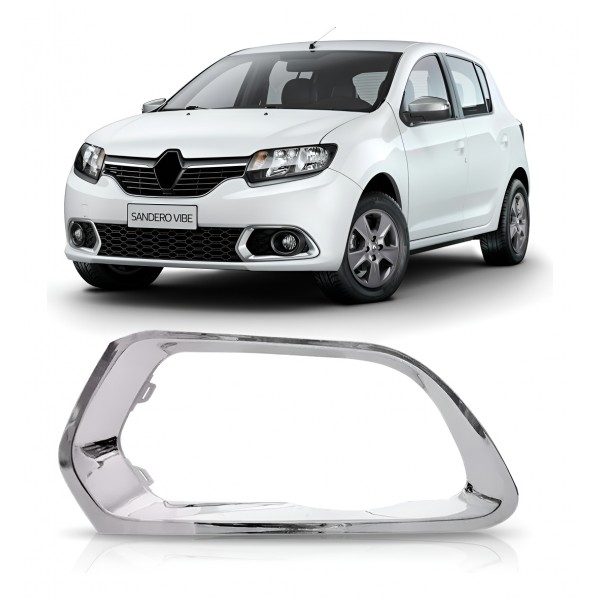 Moldura Farol Milha Renault Sandero 2015 2016 2017 2018 Crom