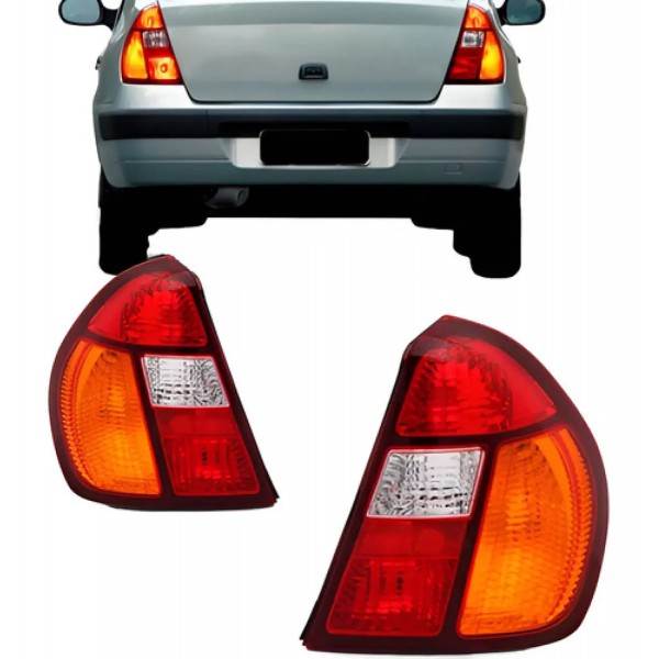 Par Sinaleira Traseira Clio Sedan 2001 A 2009 Tricolor. Ambos Lados Tricolor