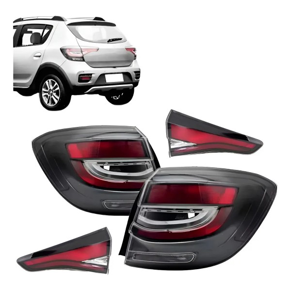 Kit Lanterna Sandero Stepway 2020 A 2023 2024 Canto E Tampa Ambos Lados Vermelho