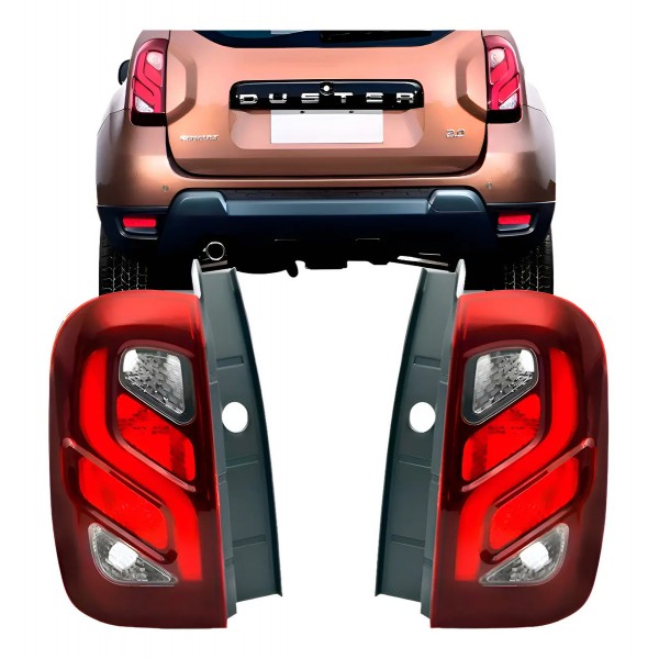 Par Lanterna Traseira Duster 2015 A 2016 Com Led Ambos Lados Bicolor