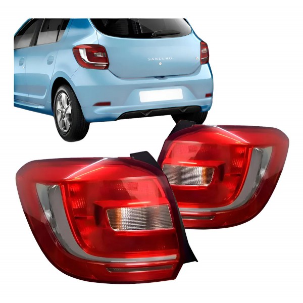 Par Lanterna Traseira Sandero 2015 2016 2017 Bicolor Ambos Lados Vermelho