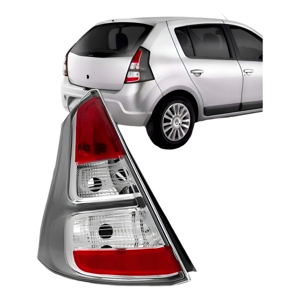 Lanterna Traseira Para Renault Sandero 12 13 14 Borda Cinza