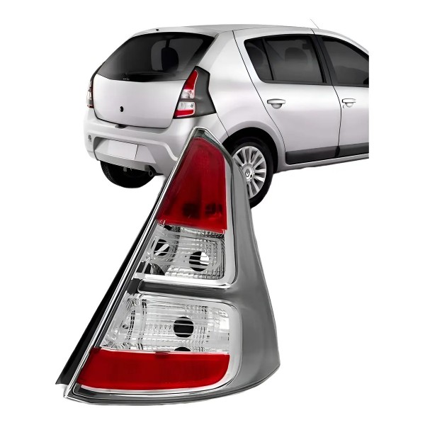 Lanterna Traseira Para Renault Sandero 12 13 14 Borda Cinza