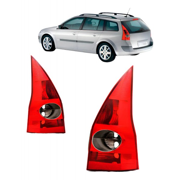 Par Lanterna Traseira Megane Grand Tour 2006 A 2009 Vermelho