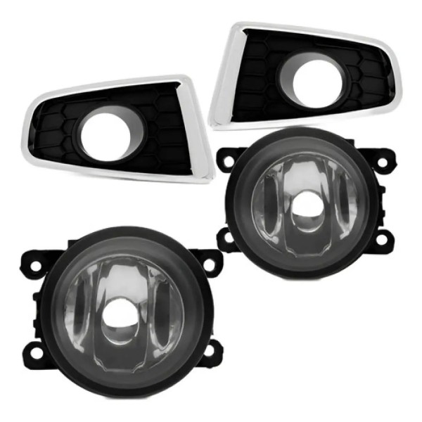 Kit Farol Auxiliar Sandero 2012 À 2014 Grade Moldura Cromad