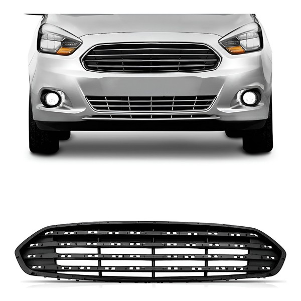 Grade Radiador Ka Hatch S 2019 A 2022 Preta C/furo S/friso