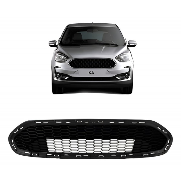 Grade Radiador Ka 2019 A 2020 Colmeia Sem Friso Preto Preto