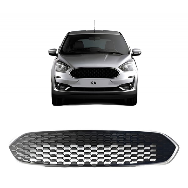 Grade Radiador Ka 2019 A 2020 Colmeia Com Friso Cinza Cinza