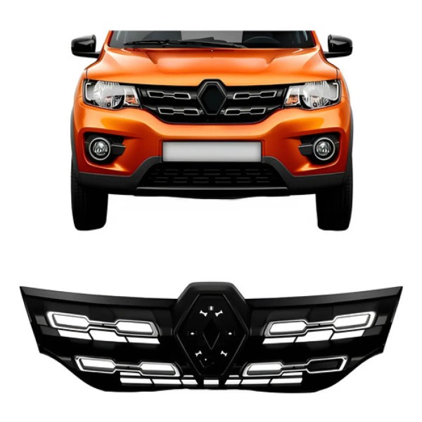 Grade Central Kwid 2017 A 2022 Com Friso Cromado