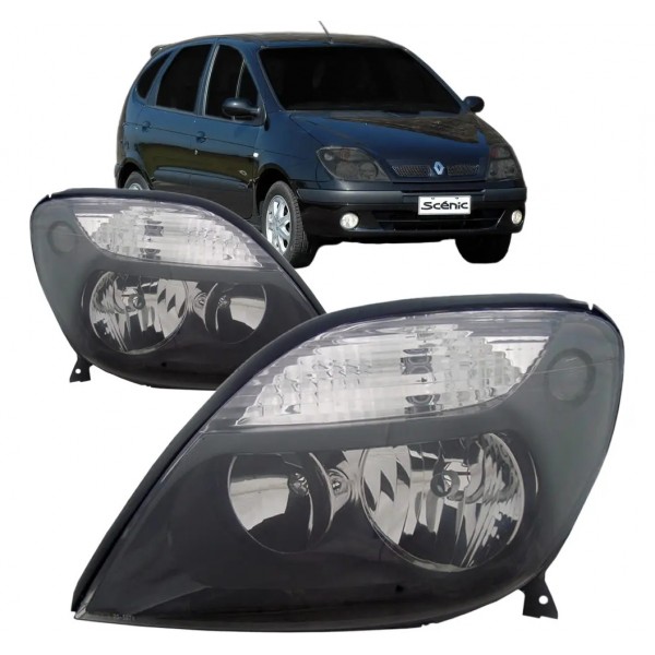 Farol Scenic 01 À 04 05 06 07 2008 Foco Duplo Mascara Negra